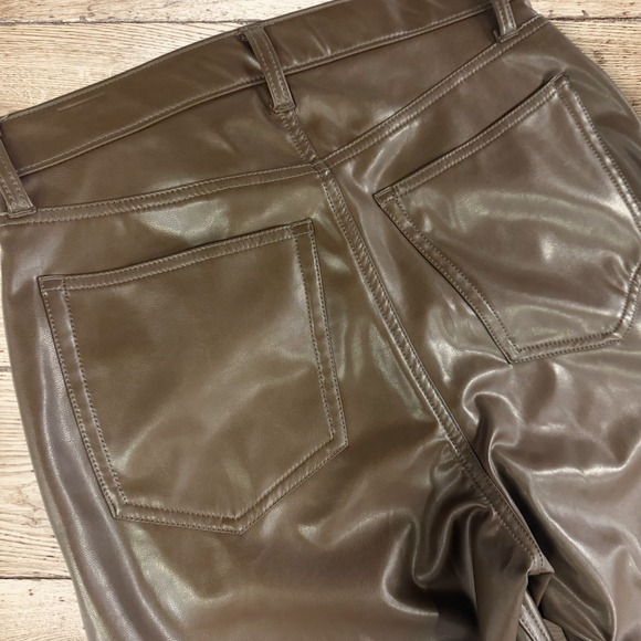 ABERCROMBIE & FITCH 90s Straight High Rise Vegan Leather Brown Pants Size 10/30 - Picture 7 of 12